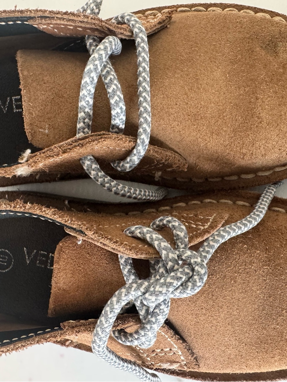 Sperry Kids Brown Suede Boat Shoes with Gray Laces